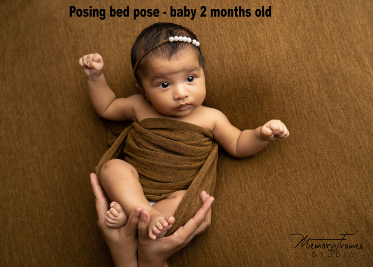 2 month old baby posed for newborn photoshoot, newborn photoshoot at home