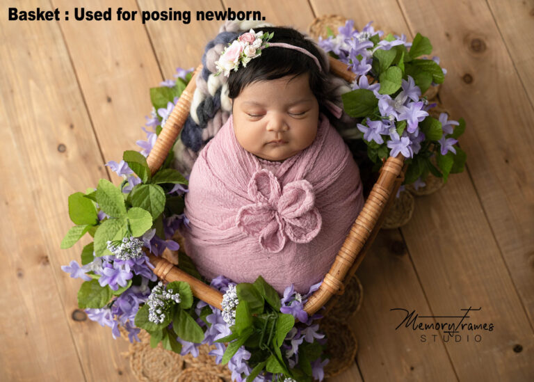 newborn baby posed in a basket, taking newborn photos at home, kitchener photographer