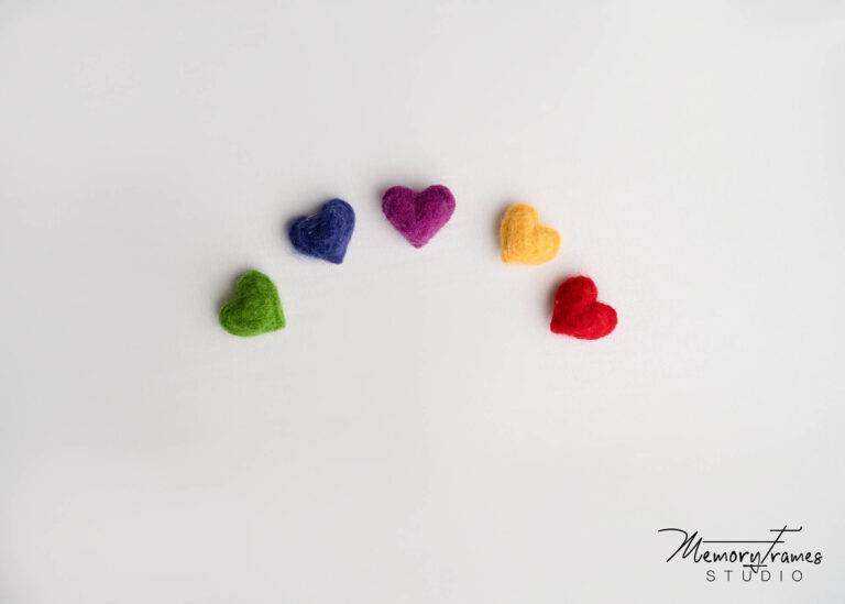 rainbow hearts, rainbow baby props, newborn rainbow props