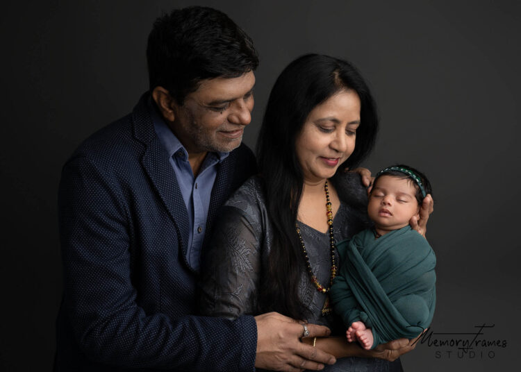 grandparents holding baby for newborn photoshoot, kitchener newborn photographer, cambridge newborn photographer